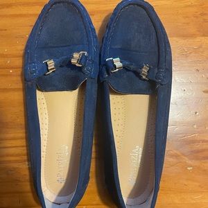 Blue Suede Moccasin Loafer